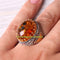 Natural Fossil Amber and Citrine Stone 925 Sterling Silver Mens Ring silverbazaaristanbul 