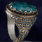 Natural Green Tourmaline Stone 925 Silver Hand Engraved Mens Ring silverbazaaristanbul 
