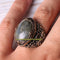 Natural Labradorite Stone Handmade 925 Sterling Silver Mens Ring silverbazaaristanbul 
