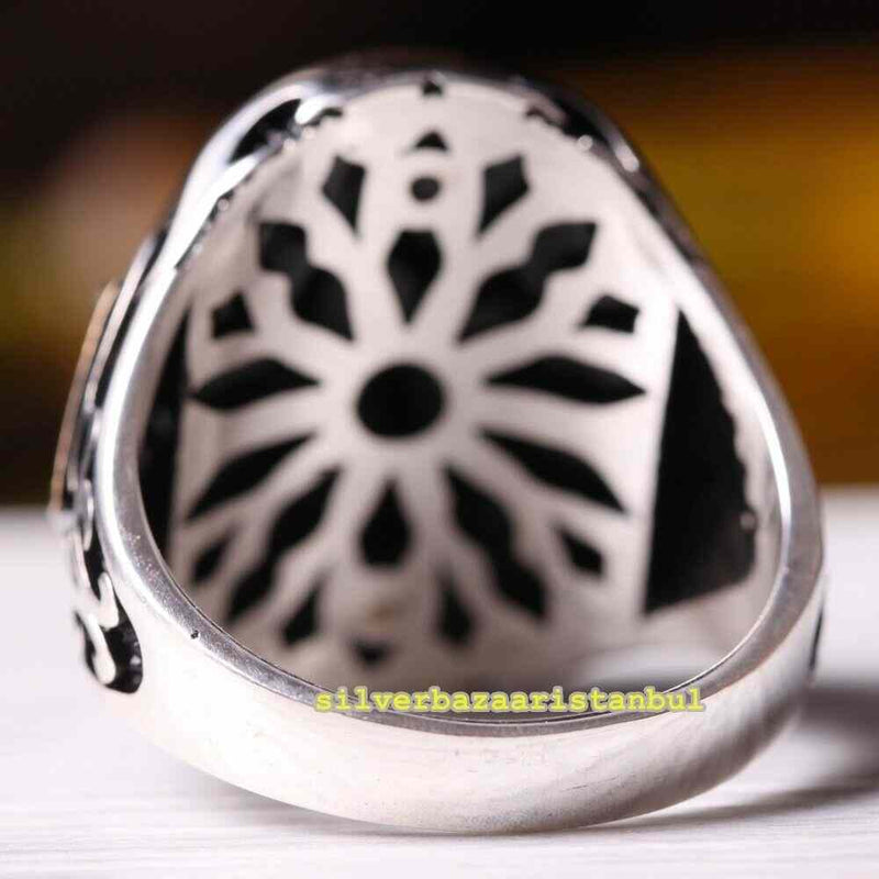 Copy of 925 Sterling Eagle Sapphire and Onyx Stone Mens Ring silverbazaaristanbul 