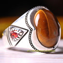 Natural Tigers Eye and Ruby Stone 925 Sterling Silver Mens Ring silverbazaaristanbul 