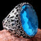 New Blue 925 Sterling Silver Aquamarine Stone Mens Ring silverbazaaristanbul 