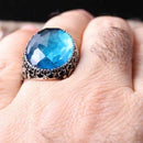 New Blue 925 Sterling Silver Aquamarine Stone Mens Ring silverbazaaristanbul 