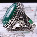 New Emerald Stone Ottoman Tughra 925 Sterling Silver Men Ring silverbazaaristanbul 