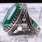 New Emerald Stone Ottoman Tughra 925 Sterling Silver Men Ring silverbazaaristanbul 