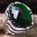 New Faceted Stone 925 Sterling Silver Emerald Ring for Men silverbazaaristanbul 