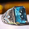 New Fresh Aquamarine Stone 925 Sterling Silver Mens Ring silverbazaaristanbul 