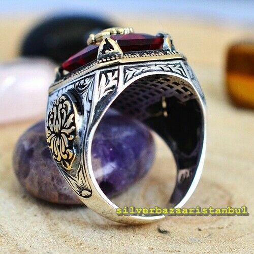 New Ruby Stone 925 Sterling Silver Handmade Ring for Men silverbazaaristanbul 