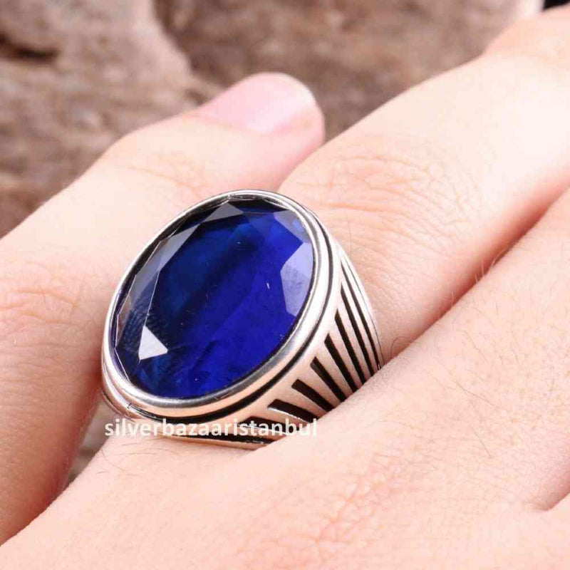 Nice Turquoise Stone Jewelry 925 Sterling Silver Mens Ring silverbazaaristanbul 