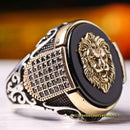 Noble Lion Design 925 Sterling Silver Onyx Stone Mens Ring silverbazaaristanbul 