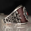 Noble Red Agate Best 925 Sterling Silver Handmade Mens Ring silverbazaaristanbul 