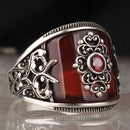 Noble Red Agate Best 925 Sterling Silver Handmade Mens Ring silverbazaaristanbul 