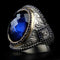 Onyx and Sapphire 925 Sterling Silver Handmade Mens Ring silverbazaaristanbul 