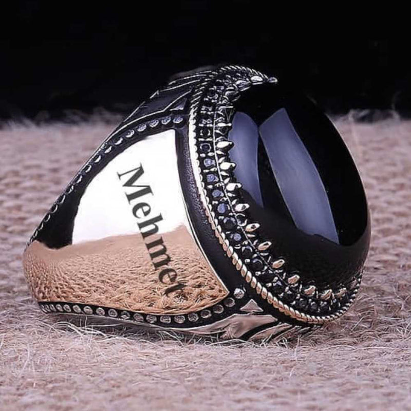 Onyx Stone Customizable 925 Sterling Silver Mens Ring silverbazaaristanbul 