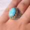Original 925 Sterling Silver Blue Small Turquoise Stone Mens Ring silverbazaaristanbul 