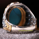 Original 925 Sterling Silver Blue Small Turquoise Stone Mens Ring silverbazaaristanbul 
