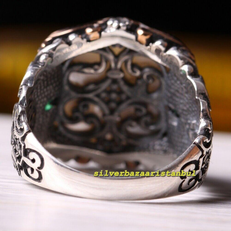 Original 925 Sterling Silver Mother of Pearl Stone Mens Ring silverbazaaristanbul 