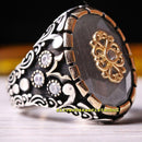 Original 925 Sterling Silver Natural Agate and Zircon Stone Mens Ring silverbazaaristanbul 