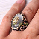 Original 925 Sterling Silver Natural Agate and Zircon Stone Mens Ring silverbazaaristanbul 