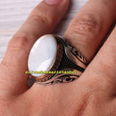 Original 925 Sterling Silver Natural Mother of Pearl Stone Mens Ring silverbazaaristanbul 
