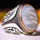 Original 925 Sterling Silver Natural Mother of Pearl Stone Mens Ring silverbazaaristanbul 