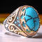 Original 925 Sterling Silver Natural Turquoise Stone Mens Ring silverbazaaristanbul 