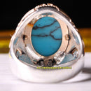 Original 925 Sterling Silver Natural Turquoise Stone Mens Ring silverbazaaristanbul 