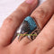 Original 925 Sterling Silver Silver Eagle Turquoise Stone Mens Ring silverbazaaristanbul 