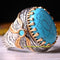 Original 925 Sterling Silver Winding Shape Turquoise Stone Mens Ring silverbazaaristanbul 