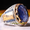 Original Faceted Blue Sapphire Stone Mens Ring silverbazaaristanbul 