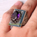 Original Tourmaline and Turquoise Stone 925 Sterling Silver Mens Ring silverbazaaristanbul 