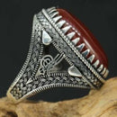 Copy of 925 Sterling Eagle Sapphire and Onyx Stone Mens Ring silverbazaaristanbul 