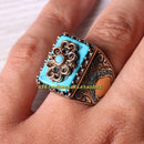Ottoman Turquoise Stone New 925 Sterling Silver Mens Ring silverbazaaristanbul 