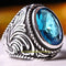 Oval Popular Blue Aquamarine Stone 925 Sterling Silver Mens Ring silverbazaaristanbul 