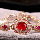 Oval Ruby Stone Luxury 925 Sterling Silver Red Women Bracelet silverbazaaristanbul 