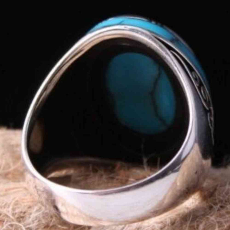 Oval Turquoise Stone Jewelry 925 Sterling Silver Mens Ring silverbazaaristanbul 