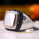 Pearl Stone Turkish Handmade 925 Sterling Silver Lux Style Mens Ring silverbazaaristanbul 