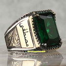 Personal Name Emerald Stone 925 Sterling Silver Mens Ring silverbazaaristanbul 