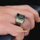 Personal Name Emerald Stone 925 Sterling Silver Mens Ring silverbazaaristanbul 