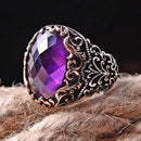Purple Amethyst Stone Handsome Turkish 925 Sterling Silver Mens Ring silverbazaaristanbul 