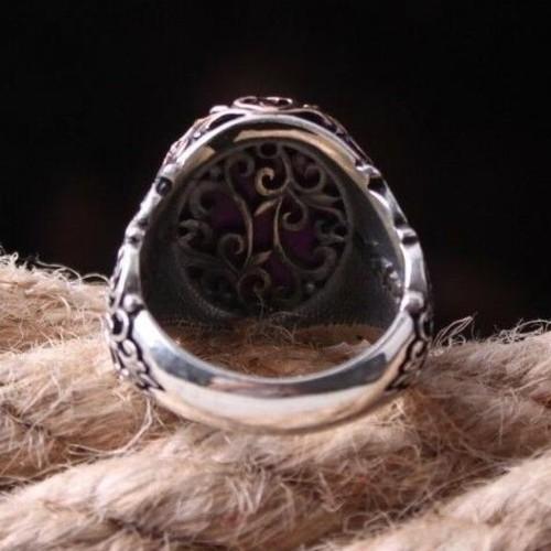 Purple Amethyst Stone Handsome Turkish 925 Sterling Silver Mens Ring silverbazaaristanbul 