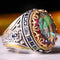 Rainbow Tourmaline and Sapphire 925 Sterling Silver Mens Ring silverbazaaristanbul 