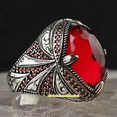 Real Cut Ruby Handmade 925 Sterling Silver Vintage Mens Ring silverbazaaristanbul 