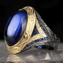 Rhodium Sapphire Stone Luxury 925 Sterling Silver Mens Ring silverbazaaristanbul 