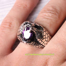 Roaring Lion Handmade Amethyst Stone 925 Sterling Silver Mens Ring silverbazaaristanbul 