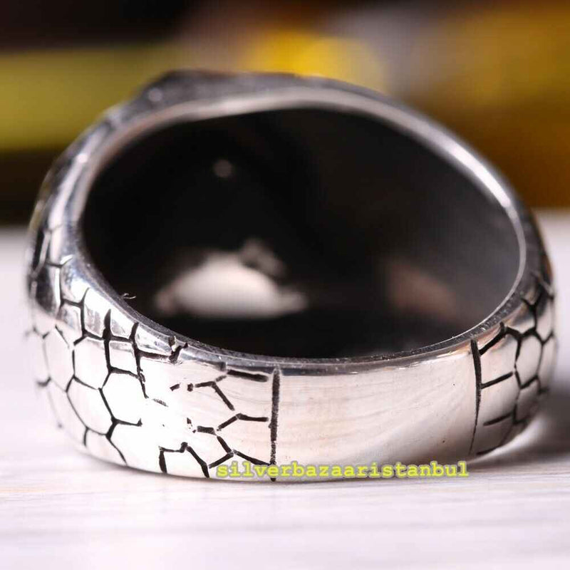 Roaring Lion Handmade Amethyst Stone 925 Sterling Silver Mens Ring silverbazaaristanbul 
