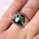 Roaring Lion Handmade Emerald Stone 925 Sterling Silver Mens Ring silverbazaaristanbul 