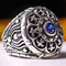Round Blue Sapphire Stone Handmade 925 Sterling Silver Mens Ring silverbazaaristanbul 