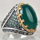 Round Multi Emerald Stone 925 Sterling Silver Handmade Mens Ring silverbazaaristanbul 