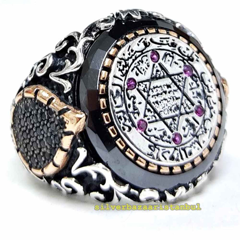 Round Style Star of David 925 Sterling Silver Mens Ring silverbazaaristanbul 